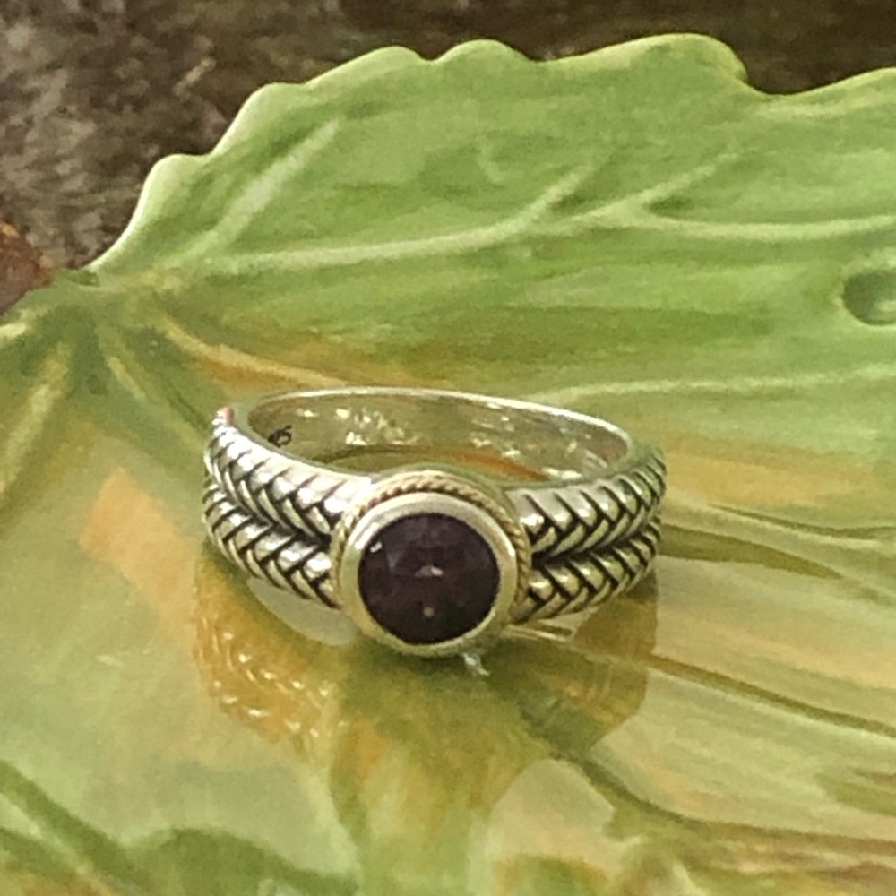 Effy Amethyst Sterling Silver ring with 18kt accent, size 7